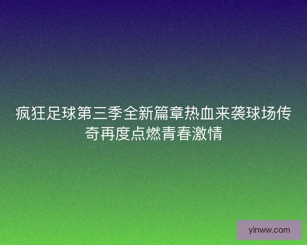 疯狂足球第三季全新篇章热血来袭球场传奇再度点燃青春激情