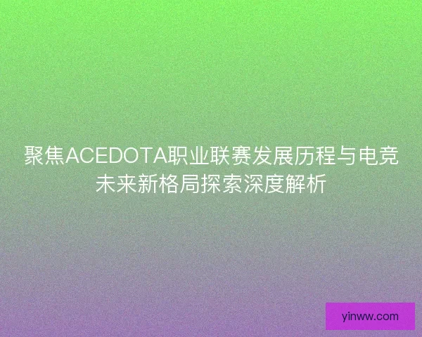聚焦ACEDOTA职业联赛发展历程与电竞未来新格局探索深度解析